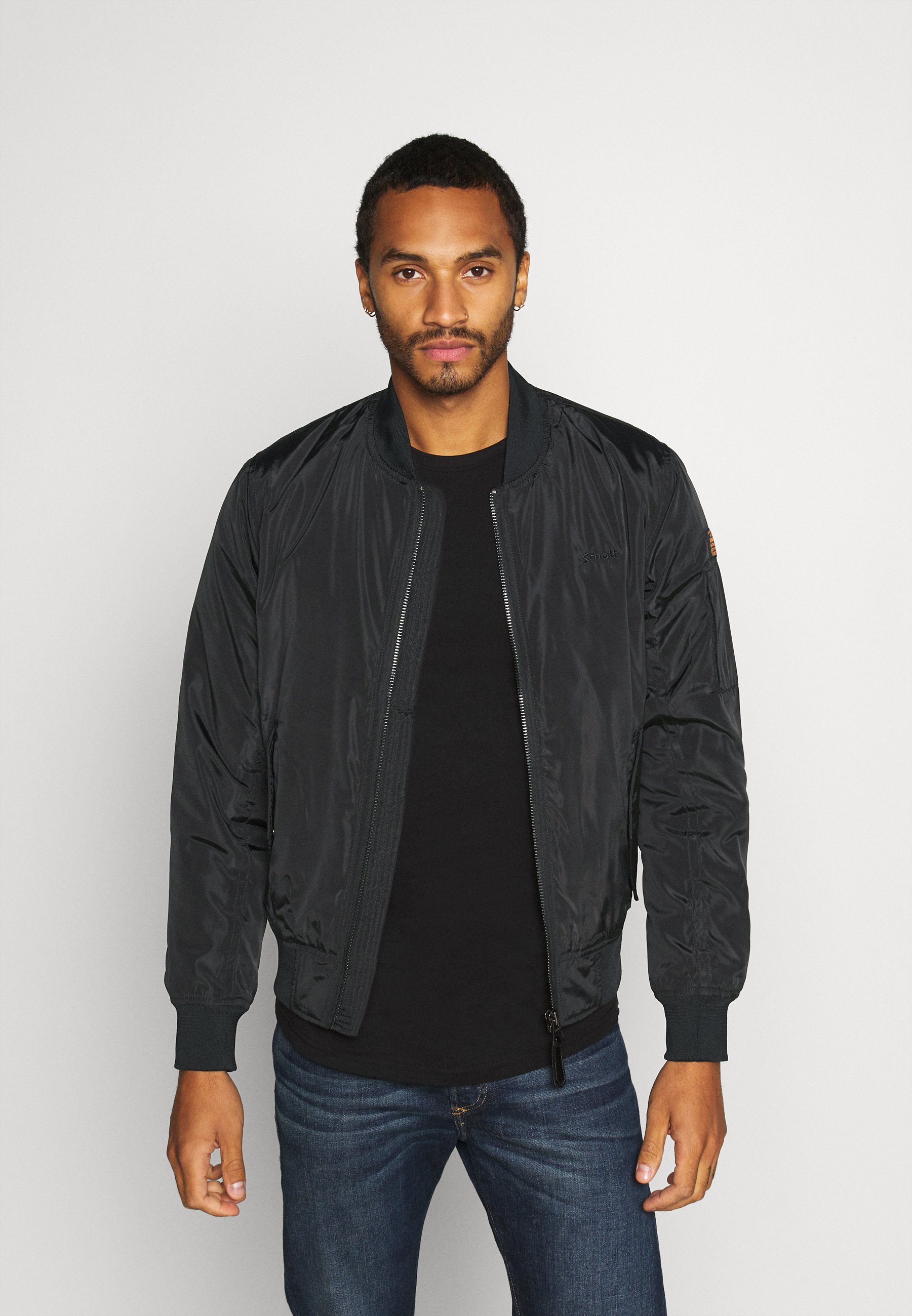 schott black bomber jacket