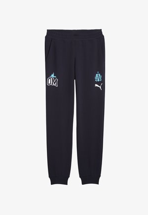Marineblaue Jogginghosen mit elastischem Bund, hellblauer "OM"- und Logo-Stickerei, Seitentaschen und schmal zulaufenden Bündchen.