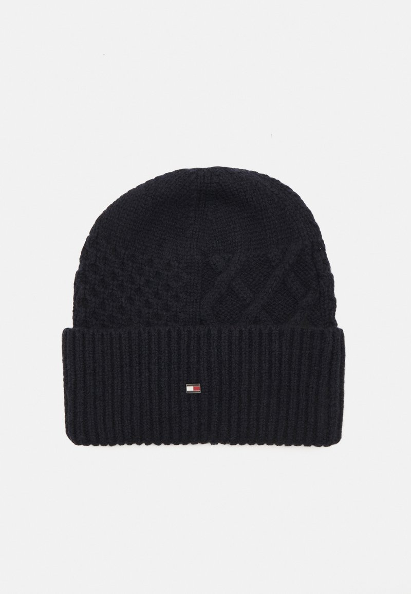 Tommy Hilfiger FLAG CABLE BEANIE UNISEX - Čepice - space blue