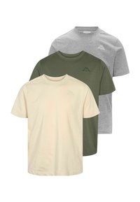 Kappa 3-PACK - T-shirts - green grey beige