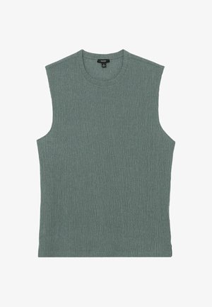 Reiss, REGULAR FIT - MELGREEN TEXTURED CREW-NECK VEST . - Top - dark sage green