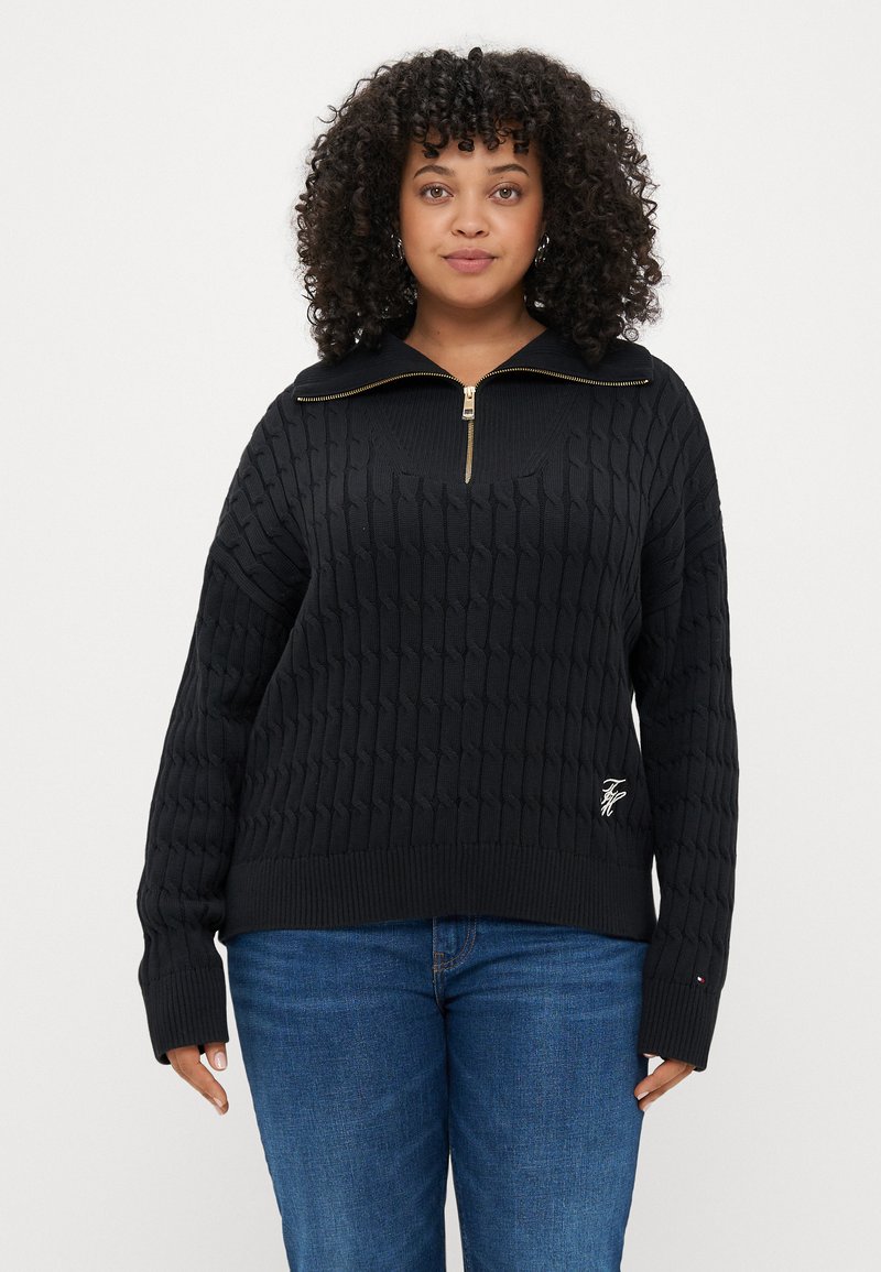 Tommy Hilfiger Curve CABLE ZIP  - Svetrík - black