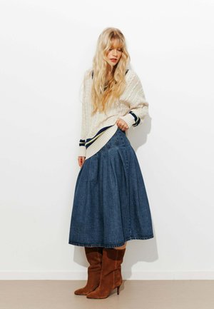 MIDI ÉVASÉE EN  - Jupe trapèze - jean moyen
