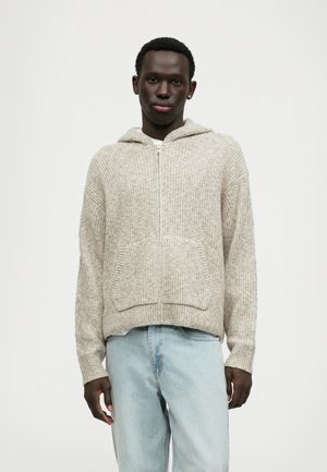 STITCHY FULL ZIP HOOD - Chaqueta de punto - off-white