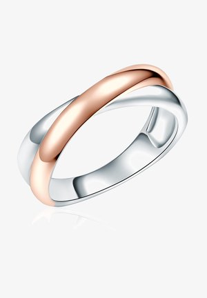 Két összekapcsolódó sáv alkot egy gyűrűt, az egyik egy csiszolt rózsaaranyból, a másik pedig csiszolt ezüstből készült. A sima, lekerekített élek zökkenőmentes formatervezést eredményeznek.