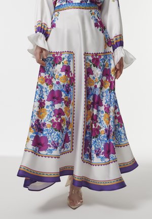 FLORAL - Falda larga - white