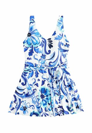 TALL FIT  SHAPING TUMMY CONTROL SKIRTED SWIM - Strandaccessoire - white blue porcelain