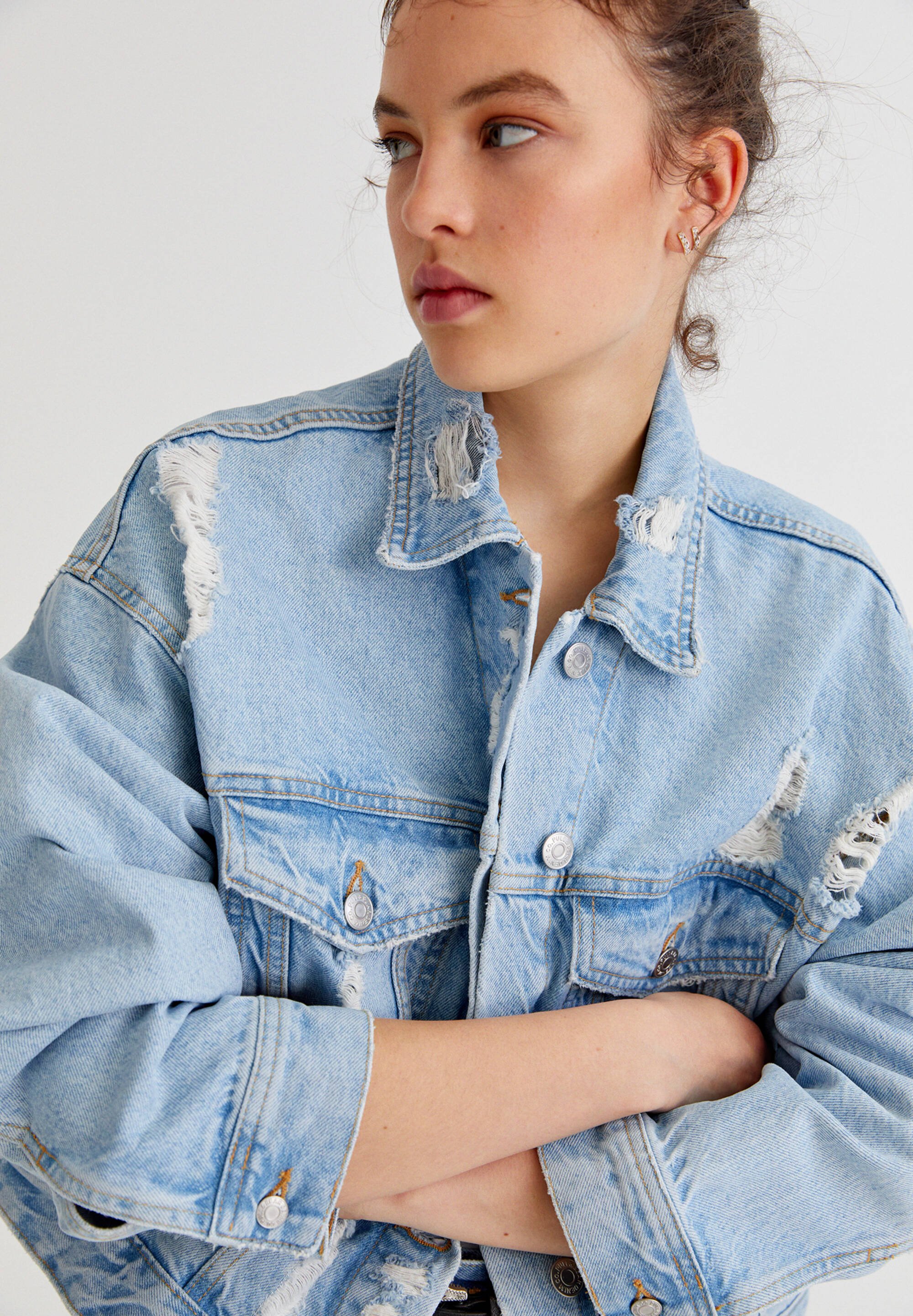 oversized denim jacket pull and bear