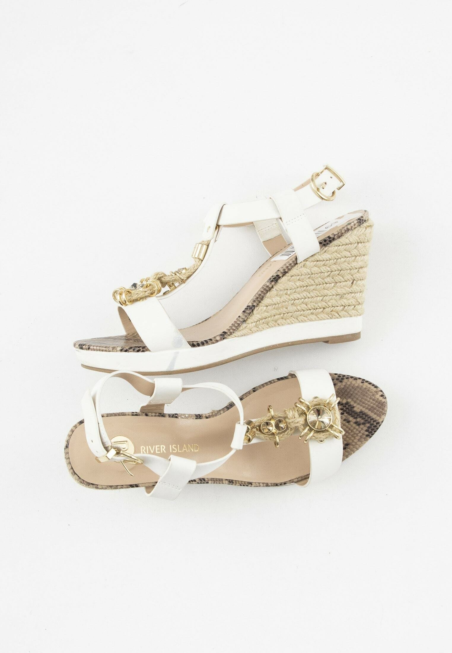 River Island Sandalen met sleehak - white/wit - Zalando.nl