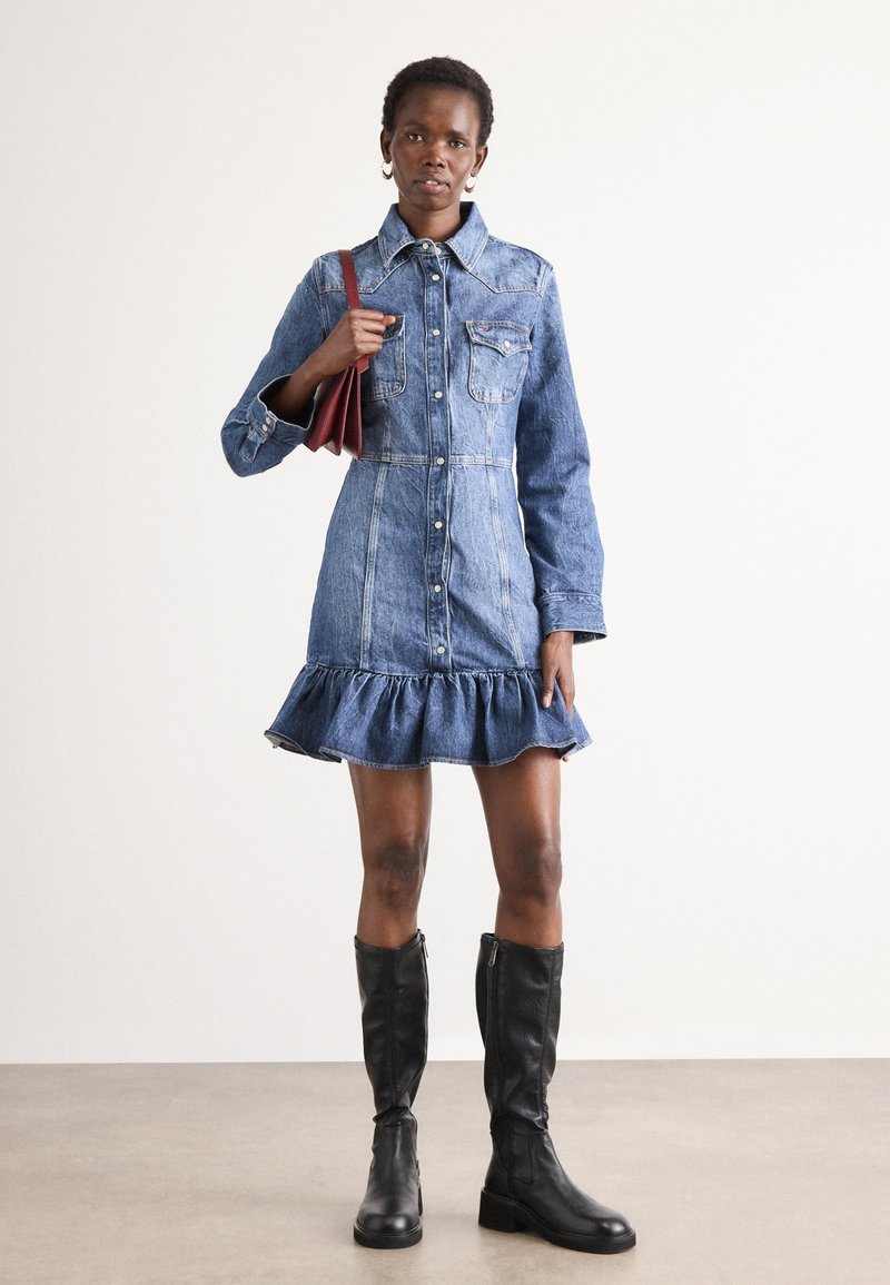 Tommy Jeans WESTERN DRESS - Denim dress - denim dark/blue denim -  Zalando.co.uk