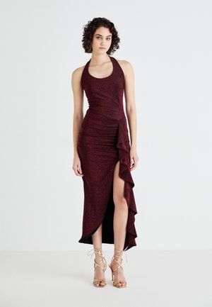 GIANI RUFFLE GLITTER MIDI - Koktélruha / Partiruha - wine