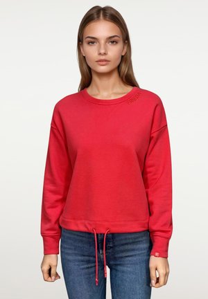 Rood sweatshirt met ronde halslijn, lange mouwen, trekkoord onderkant en reliëf logo-detail. Gemaakt van een zachte, gestructureerde stof.
