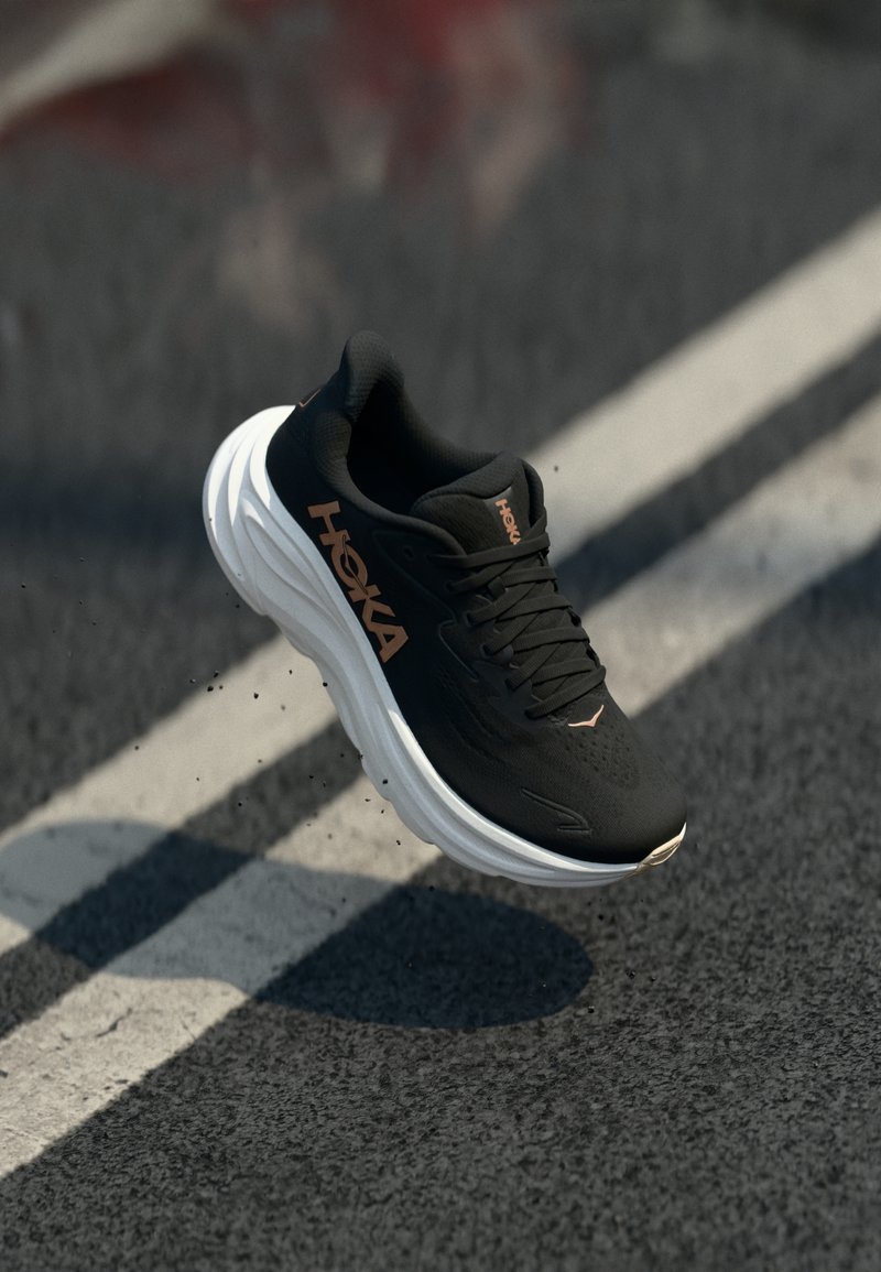 HOKA - CLIFTON 10 - Road running shoes - black/rose gold, Enlarge