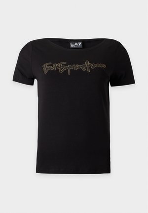 EA7 Emporio Armani, TRAIN LOGO SERIES HANDWRITTEN TEE CROSSOVER - Trükipildiga T-särk - black