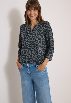 Cecil, 3/4-ARM SHIRT MIT SPLIT NECK UND LEO-MUSTER - T-shirt à manches longues - dried olive green