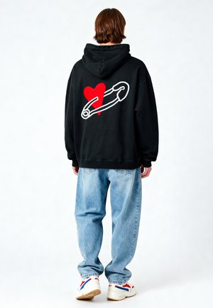 COEUR PINS EMBROIDERY HEAYVWEIGHT UNISEX - Sweat à capuche - washed black