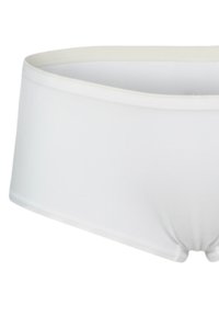 Pantaloni boxer bianchi realizzati in tessuto liscio e elasticizzato. Presentano una cintura elastica morbida e un design senza cuciture per un comfort ottimale.