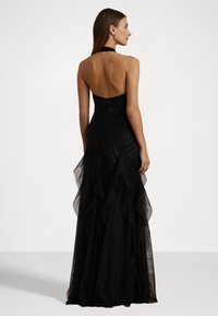 Lauren Ralph Lauren RUFFLE-TRIM BEADED MESH HALTER GOWN - Alkalmi viselet - black