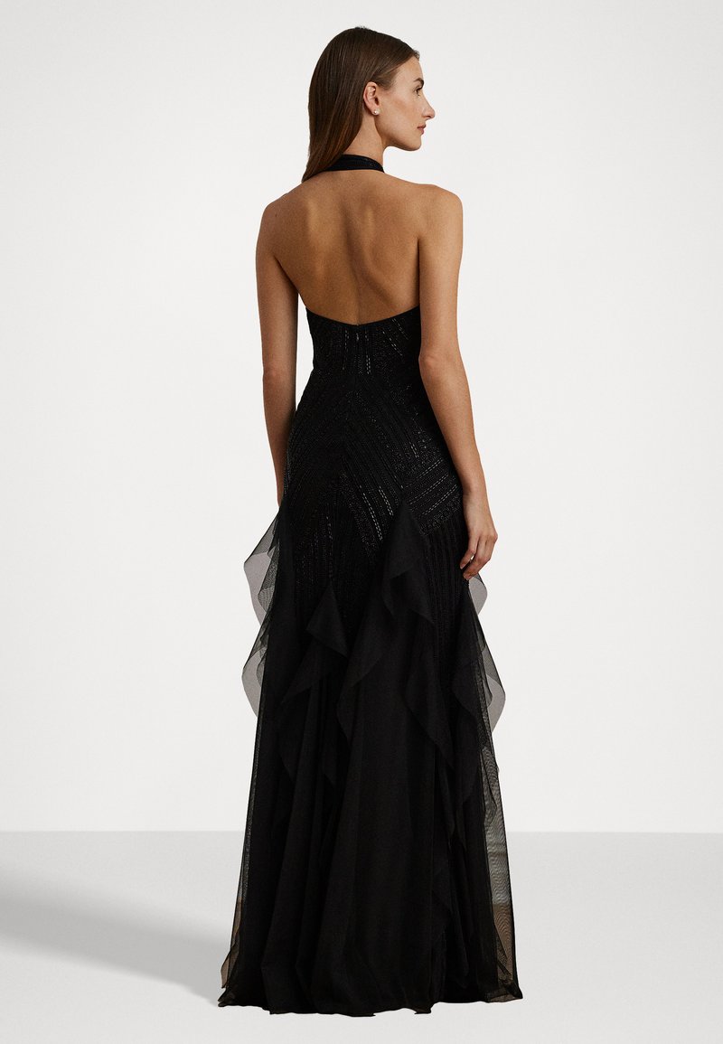Lauren Ralph Lauren RUFFLE-TRIM BEADED MESH HALTER GOWN - Occasion wear -  black - Zalando.co.uk