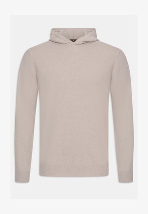 Lichtbeige hoodie gemaakt van zachte stof, met een voorzak, lange mouwen en ribgebreide manchetten en zoom.
