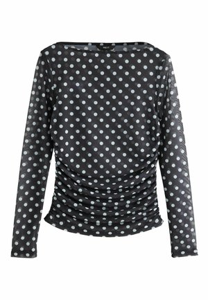 RUCHED SIDE LONG SLEEVE - Pluus - black polka dot