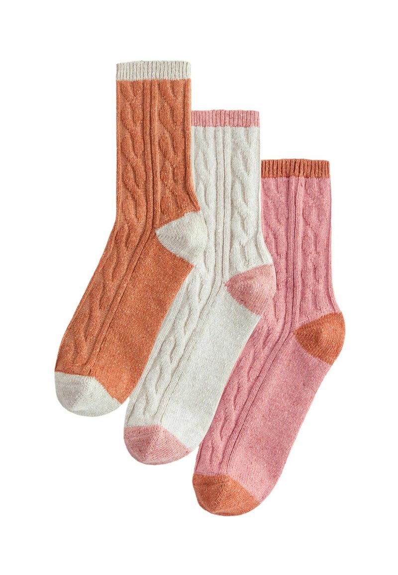 Next 3 PACK STANDARD - Strømper - pink oatmeal rust cable