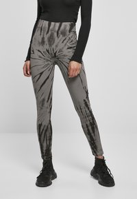 Urban Classics - LADIES TIE DYE HIGH WAIST  - Legingi — bikses - black/asphalt Miniatūras attēls 1