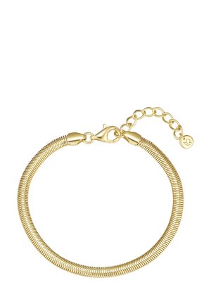 Bracelet en or avec un design flexible et texturé. Comprend un fermoir en forme de homard et une chaîne réglable avec un petit accent circulaire.