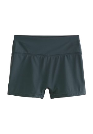 Tamno sive kupaće gaće od glatkog, rastezljivog materijala. Srednje visoki pojas s urednim šavovima i prilagođenim dizajnom, koji pruža elegantan izgled.