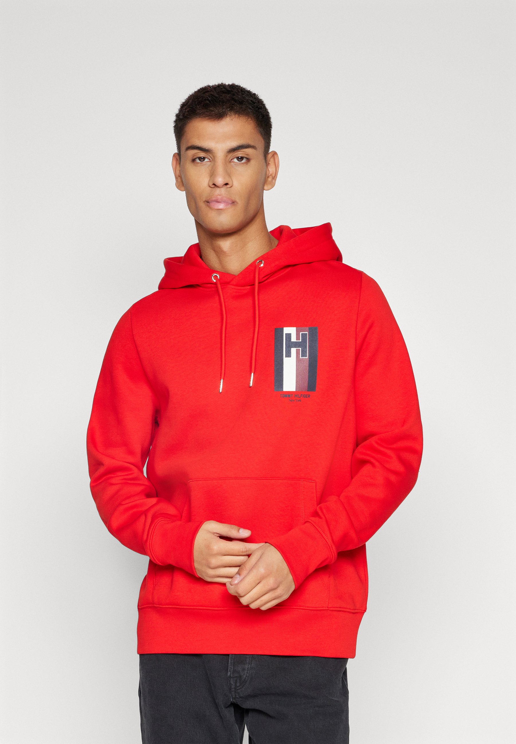 Crest Embroidery Tommy Hilfiger Hoodie Heren Rood Red Hilfiger