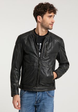 Mustang Leren jas - schwarz