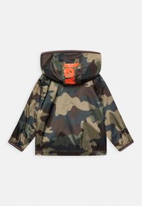 Giacca camouflage con cappuccio, caratterizzata dal logo rosso "Levi's". Realizzata in nylon lucido, ha polsini elasticizzati e orlo con cordino.