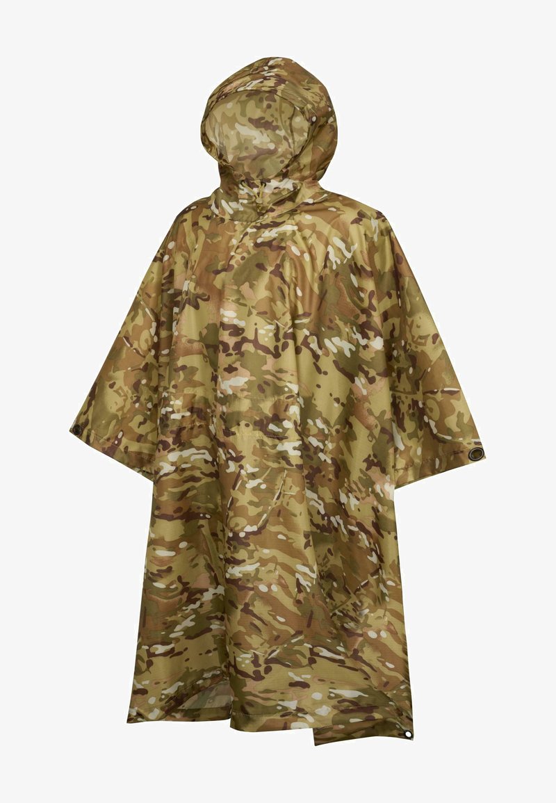 Kamufliažo pelerina, pagaminta iš lengvos, vandeniui atsparios medžiagos. Turi gobtuvą ir trumpas rankoves su laisvu, stačiakampiu pavidalu.