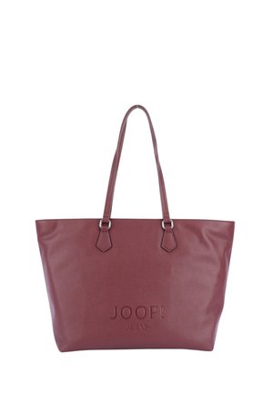 Borsa a tracolla in pelle bordeaux con due spallacci e logo "JOOP! JEANS" in rilievo al centro frontale.