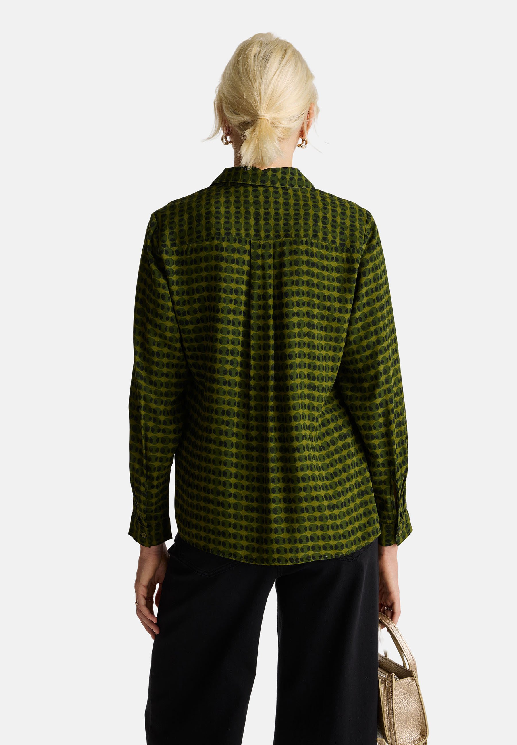 United Colors Of Benetton Damen Langarm-Hemd – Viskose-Sablé, Weiche Passform, Mit Schnürkragen