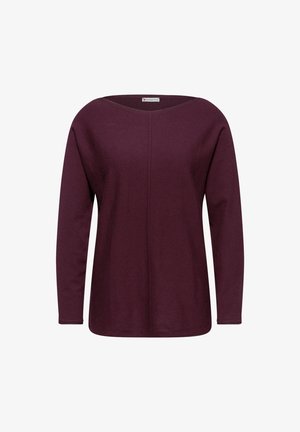 Burgundy pitkähiha, jossa on leveä kaula-aukko, sisältää sileän tekstuurin ja keskiseamadeetalin. Valmistettu pehmeästä, kevyestä materiaalista.