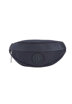 Borsetta a vita blu navy realizzata in nylon resistente. Presenta una cintura testurizzata e una patch con logo, con chiusura a zip per una conservazione sicura.
