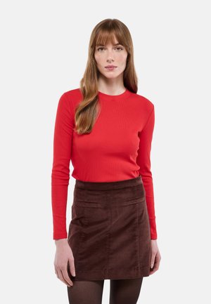 À MANCHES LONGUES COL ROND CÔTELÉ EN GO - T-shirt à manches longues - feu