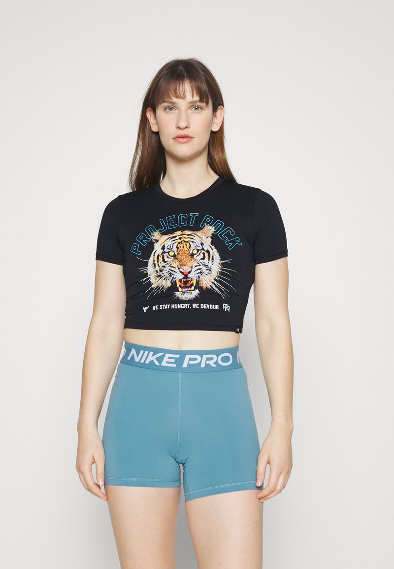 Under Armour STAY HUNGRY CROP Print Tshirt black/glacier blue