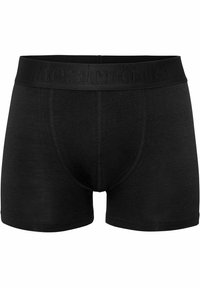 Schwarze Boxershorts mit enger Passform, ausgestattet mit einem strukturierten Bund, der mit "Restaröds" geprägt ist. Hergestellt aus weichem, atmungsaktivem Stoff.