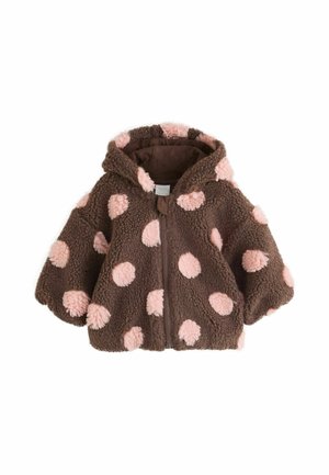 Next, REGULAR FIT - HOODED BABY JACKET - Fleece jacket - brown and pink borg spot