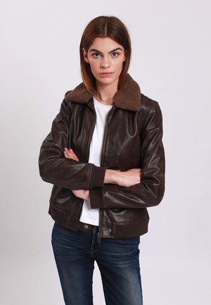 Lee Cooper BARBERINE - Chaqueta de cuero - brown