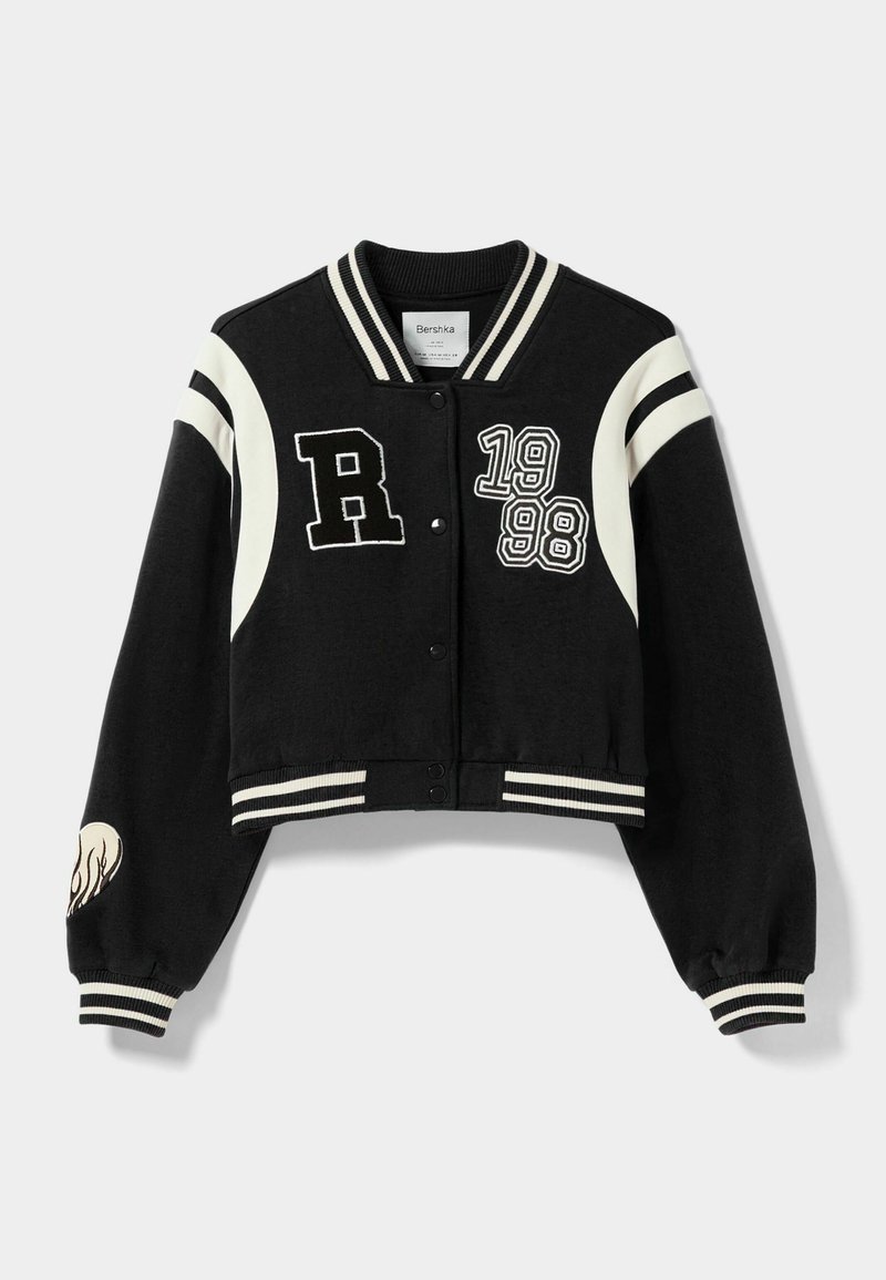 Herziening Concentratie Gevangene Bershka CROPPED VARSITY - Bomberjacks - black/zwart - Zalando.nl