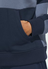 Marineblauwe en lichtgrijze kleurgeblokte sweatshirt met een kangoeroezak, rib gebreide manchetten en zoom, gemaakt van zachte, gestructureerde stof.