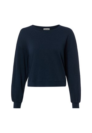 Felpa blu navy a maniche lunghe con scollo tondo, vestibilità rilassata e polsini e orlo a coste.
