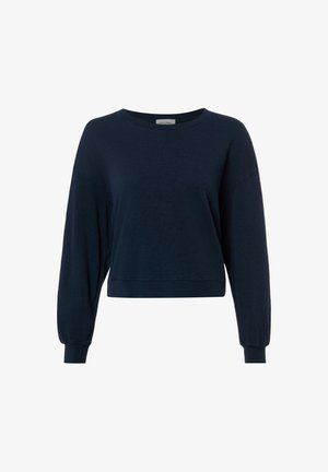 Felpa blu navy a maniche lunghe con scollo tondo, vestibilità rilassata e polsini e orlo a coste.