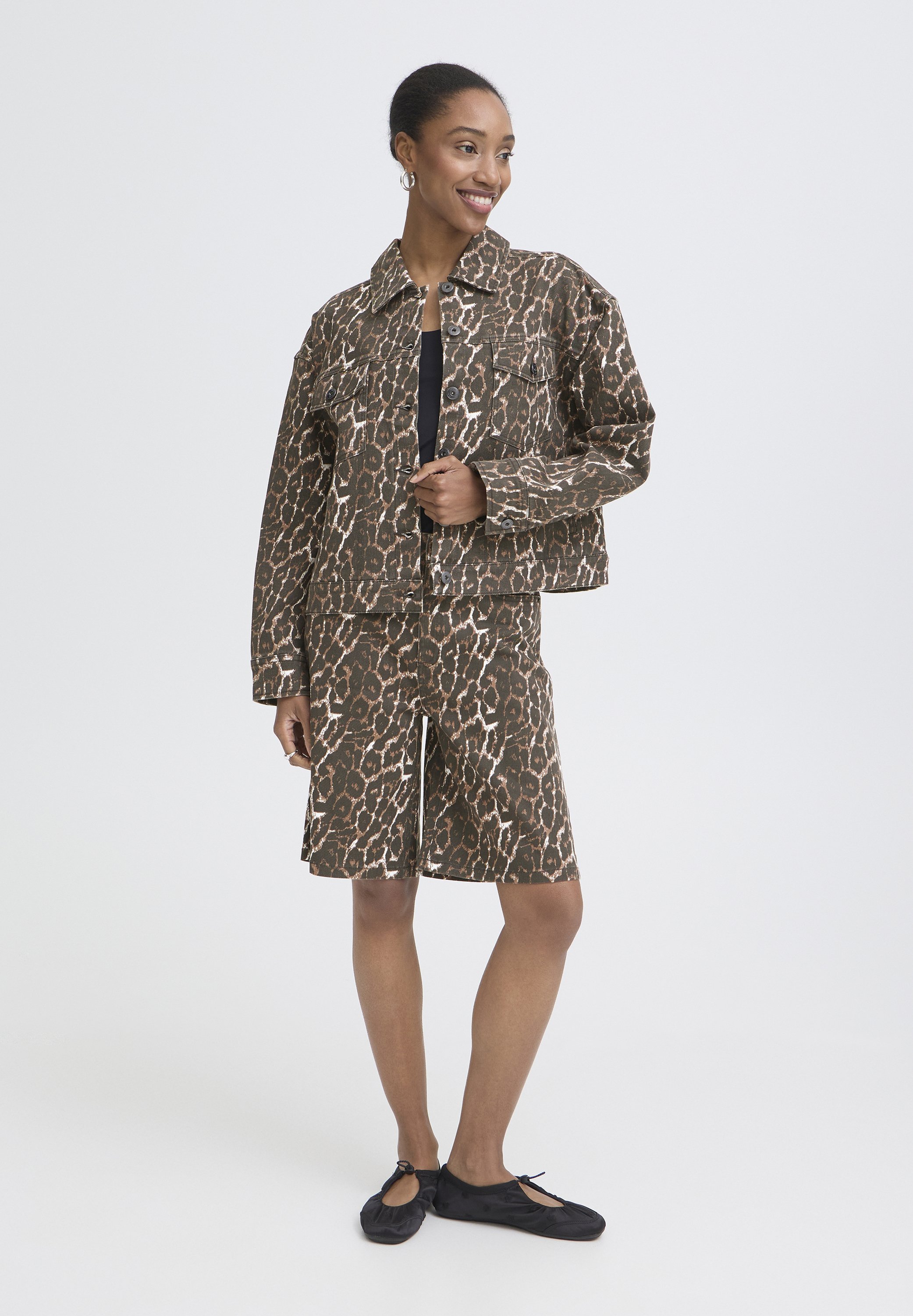 ICHI IHBROKES JA - Denim jacket - leopard/brown - Zalando.ie