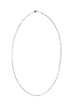 Ezüst lánc nyaklánc hosszúkás szemekből, fényes felülettel és biztonságos kapoccsal. Egyszerű dizájn, könnyű és rugalmas.