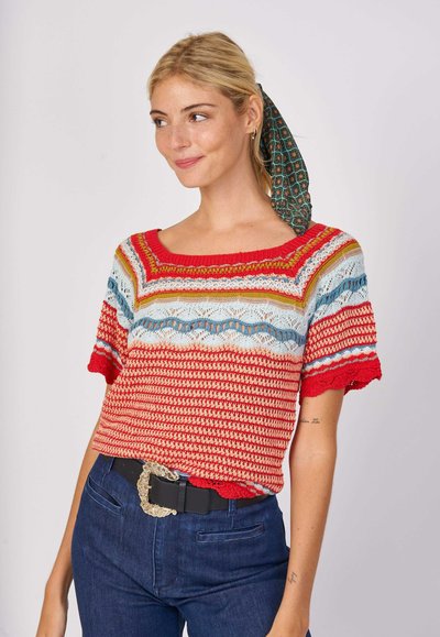 Pull Gilet René Derhy Collection Originale - Femme Taille 38 (S) - Multicolore Maille Coton