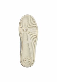 Suola di scarpa in gomma beige con motivi circolari e scanalature per la trazione. Contiene l'indicazione della taglia '37' sul lato. Texture liscia.